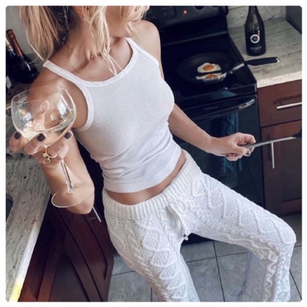 POL Luxury Chenille Cable Knit Lounge Pants